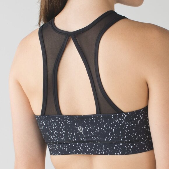 Lululemon Meshed Up Bra Women's Size 8 Black/White Sports Bra Meshy Racerback - Picture 3 of 6